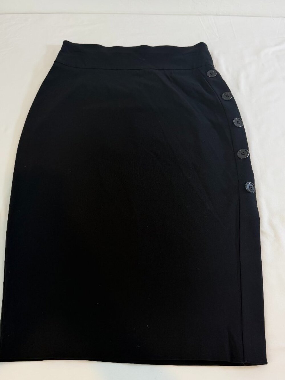 7th Avenue Design Studio Black Button Wrap Pencil Midi Skirt NWT Women's Small